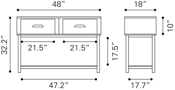 Surat Console Table Black 109847 Zuo Modern