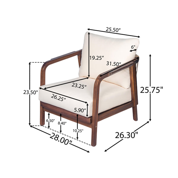 English Elm Christopher Knight Home® - 28" Outdoor Lounge Chair - Woven Backrest, Solid Wood Frame, Plush Cushions For Patio Relaxation N767P255015D_2
