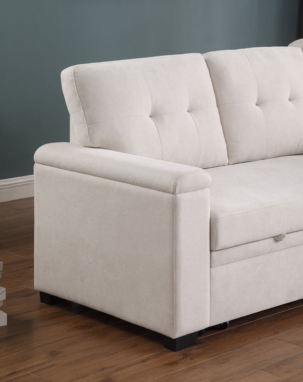 English Elm Jardin Woven Beige Sectional Sleeper Sofa with Reversible Storage Chaise for Living Rooms B2749S00248