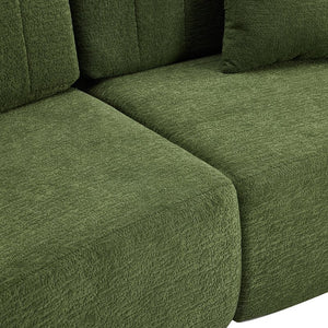 English Elm Curved Four Seat Chenille Sofa with Removable Backrest for Retro Apartment Living Green W3612S00042