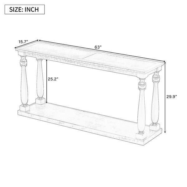 English Elm U_Style Vintage Wood Grain Console Table - Stylish Space-Saving Entryway Design With Lower Shelf N711P256976B-GIGA
