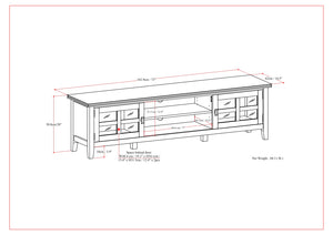English Elm Artisan 72-inch Low TV Media Stand in Russet Brown Pine — Handcrafted, Fits TVs to 80", Glass Doors B136P261845