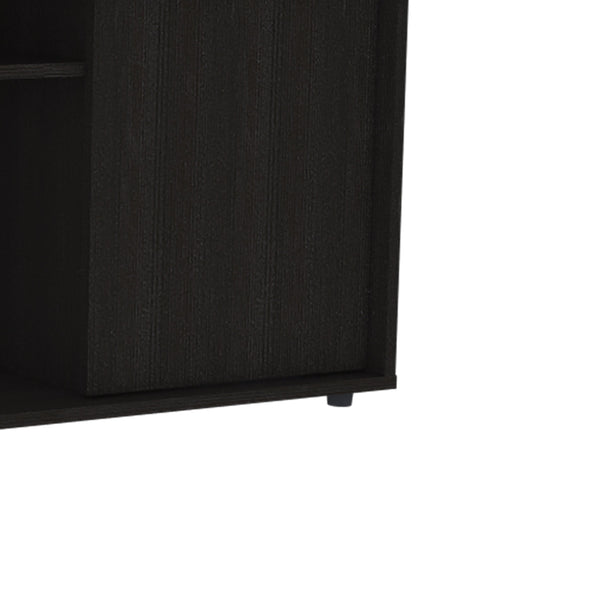 English Elm Redding Black Laminate TV Stand for Up to 65" TVs — Modern Storage, 3 Open Shelves & 2 Doors B128P148970