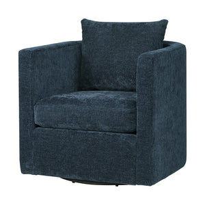 English Elm Sutton Ultra-Soft Navy Swivel Barrel Chair with Pocket Coil Seat, Reversible Cushions & Stain-Resistant Fabric B050P322584