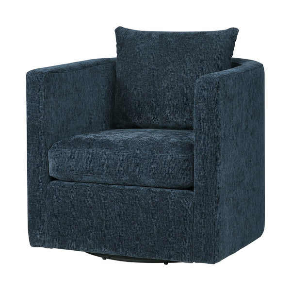 English Elm Sutton Ultra-Soft Navy Swivel Barrel Chair with Pocket Coil Seat, Reversible Cushions & Stain-Resistant Fabric B050P322584
