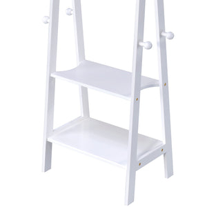 English Elm 59" Tall Standing Garment Rack White – Space-Saving Wooden Coat Stand with 75lb Rod, 3 Shelves, Hooks B072115915