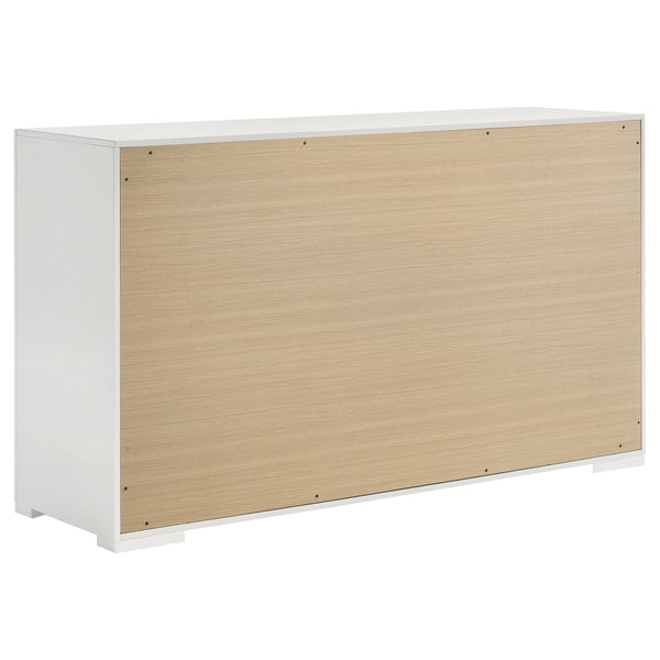 English Elm Pierce Six Drawer Diamond Embossed Dresser with Sleek High Sheen Finish for Modern Bedrooms Gloss White B062P447669
