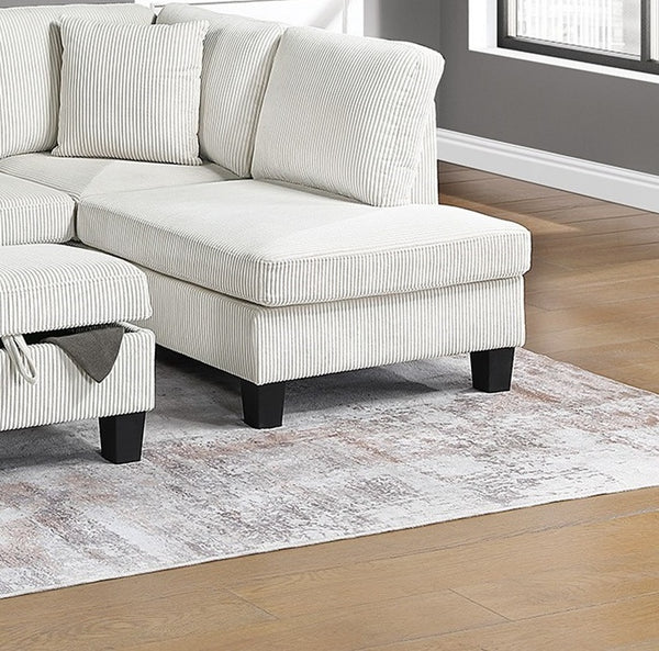 English Elm 3pc Corduroy Sectional Sofa Set with RAF Chaise, Storage Ottoman & Accent Pillows for Cozy Living Beige 30 L x 20 W x 14 H B011S01764