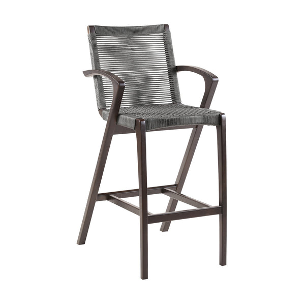 English Elm Dastel Outdoor Dark Eucalyptus Wood Gray Rope Stool — Counter 26" or Bar 30", Solid, Preassembled B2736P268540