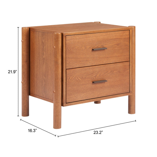 Zuo Modern Beleza Nightstand – Modern Walnut Finish With Durable Rubberwood For Elegant Bedroom Décor Walnut Rubberwood 110656-zuo-modern