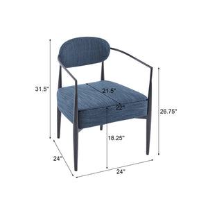 English Elm Christopher Knight Home® - Mid-Century Upholstered Accent Armchair with Pocket Spring Seat, Tapered Iron Legs, Stylish Comfort Black,Navy Blue 26.38 L x 25.2 W x 12.6 H N776P224504N