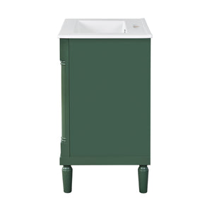 English Elm 24'' Modern Bathroom Vanity with Ceramic Basin, Solid Wood Frame, Soft-Close Doors, Ample Storage Green N710P190503F