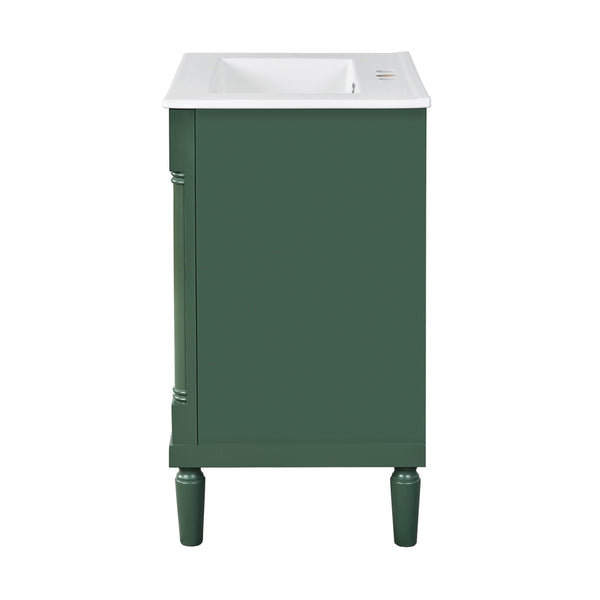 English Elm 24'' Modern Bathroom Vanity with Ceramic Basin, Solid Wood Frame, Soft-Close Doors, Ample Storage Green N710P190503F