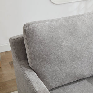 English Elm 29.92'' Swivel Accent Chair — Gray Chenille 360° Skirted Armchair with Removable Back Cushion, Solid Wood Frame, 300 lb Capacity W1852P202089