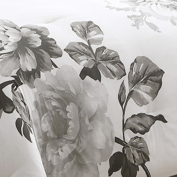 English Elm Ridgely Black 7-Piece King Comforter Set - Elegant Floral Design, Soft Cotton & Easy Care For Luxury B340P341956-GIGA