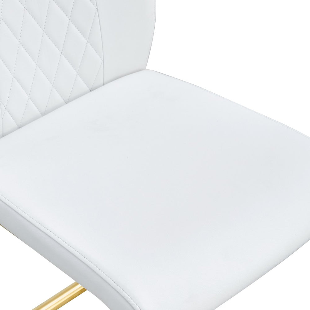 English Elm Table Modern Luxurious 6-Piece Dining Set With Transparent Glass Top, Gold Accents & White Chairs W1151S02587-GIGA