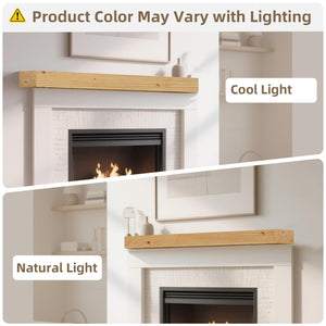 English Elm Fireplace Mantel 48" Solid Pine Floating Shelf - Handcrafted Rustic Wood Display For Home Décor T3210P391506