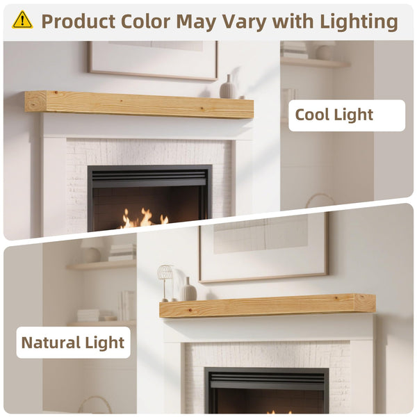 English Elm Fireplace Mantel 48" Solid Pine Floating Shelf - Handcrafted Rustic Wood Display For Home Décor T3210P391506