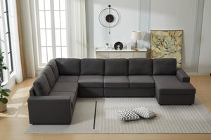 English Elm Large Modular L Shaped Sectional Sofa with Plush Cushions for Contemporary Living Rooms B2730S00053