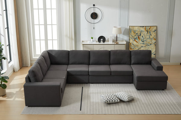 English Elm Large Modular L Shaped Sectional Sofa with Plush Cushions for Contemporary Living Rooms B2730S00053
