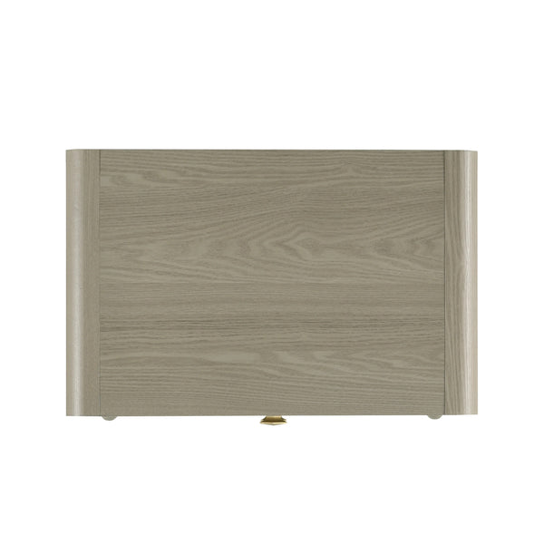 English Elm Contemporary Two Drawer Nightstand Gray Finish Tapered Legs Gold Pulls Bedroom Storage B2741P431077