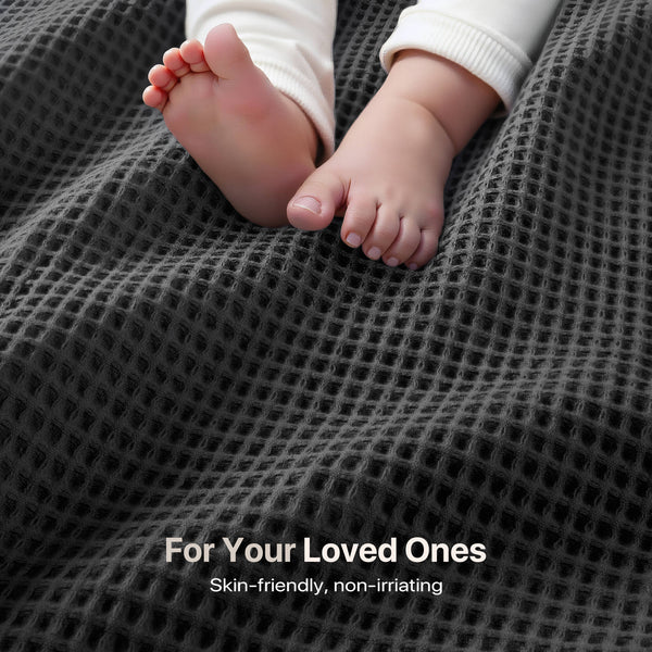 English Elm 1PC Twin Cotton Waffle Blanket 300gsm Lightweight Breathable Cozy Throw for Year-Round Comfort DARK GREY 15.75 L x 12.2 W x 3.94 H B035P341137