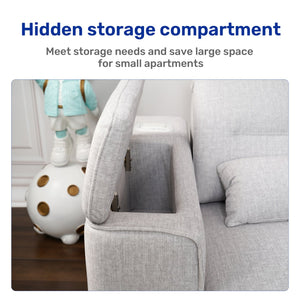 English Elm Power Reclining Sectional Sofa with Bluetooth Speakers Wireless Charging and Storage Console W3795S00017