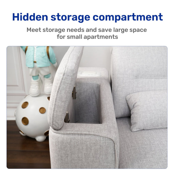 English Elm Power Reclining Sectional Sofa with Bluetooth Speakers Wireless Charging and Storage Console W3795S00017