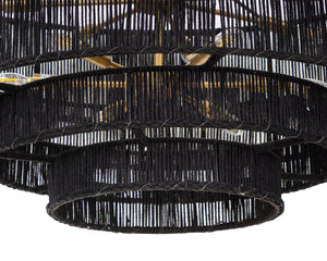 Sunpan Lumina Chandelier - Stunning 14-Bulb Design, Elegant Wall Mount, Perfect for Modern Home Décor Antique Brass, Black Jute