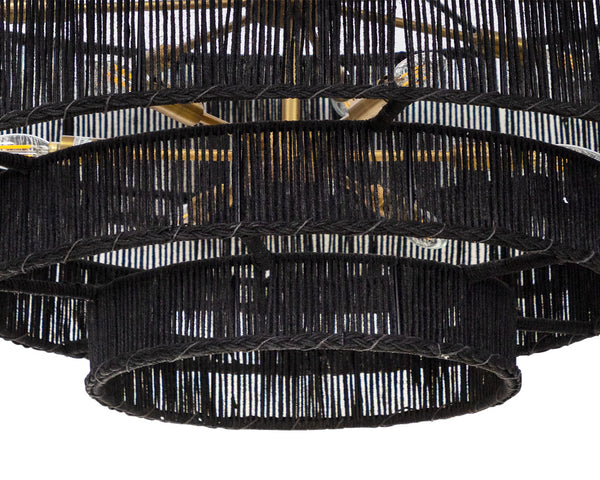 Sunpan Lumina Chandelier - Stunning 14-Bulb Design, Elegant Wall Mount, Perfect for Modern Home Décor Antique Brass, Black Jute
