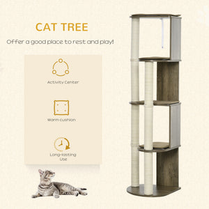 English Elm Pawhut Tall Corner Cat Tower Multilevel Sisal Climbing Tree for Small Kittens W2225P229138