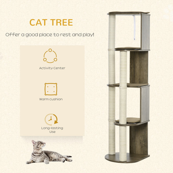 English Elm Pawhut Tall Corner Cat Tower Multilevel Sisal Climbing Tree for Small Kittens W2225P229138