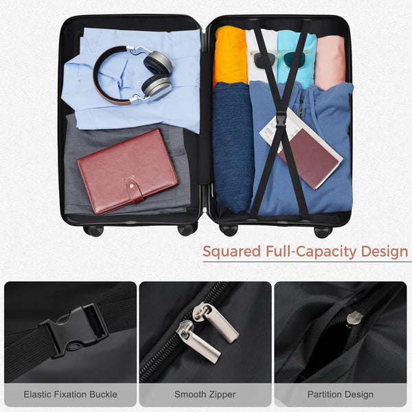 English Elm Premium Polypropylene Hard Shell Luggage Set Three Piece with Tsa Locks Spinner Wheels Grey-Blue N726P460073C