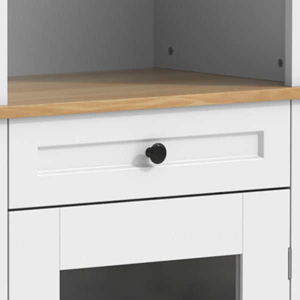 English Elm Bar Cabinet Farmhouse 69 Inch with Rgb Led Barn Door Wine Rack and Charging Station White N728P438603W