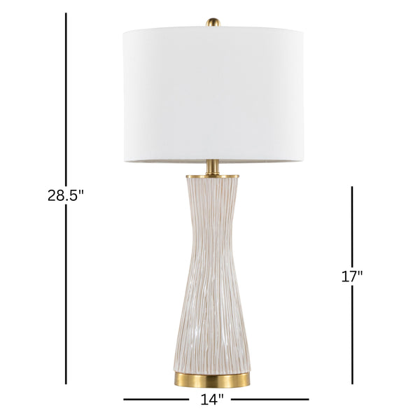 English Elm Brush Ceramic Table Lamp Set of 2 with Gold Base and Linen Shade for Refined Interiors B202P471585