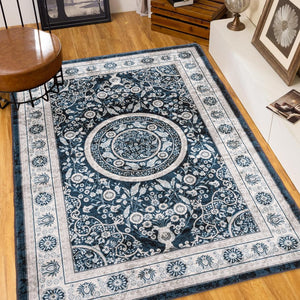 English Elm Area Rug 6X9 Vintage Bohemia Floral Design - Non-Slip, Washable, Durable For Living Room & Kitchen W2907P265136