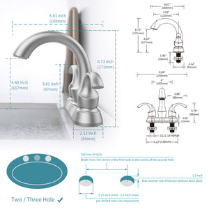 English Elm Bathroom Faucet 2-Handle Brushed Nickel Swan Style With Pop-Up Drain For Easy Installation, Fr4075-Np T3177P277547