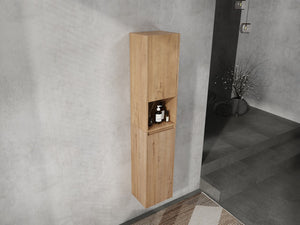 English Elm 12" Bathroom Side Cabinet - Modern Float Mount, Soft Close Doors & Reversible Design For Space-Saving W999S00375