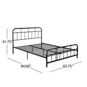 English Elm Queen Iron Platform Bed Pipe Style Frame No Box Spring Needed Industrial Loft Bedroom Black 64072.00FBLK-Q