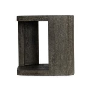 Bernhardt Bernhardt Boyle Side Table In Porcini Wire-Brushed Oak — Sculptural Grain, Open Base & Lower Shelf 565125