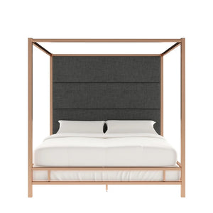 Homelegance By Top-Line Marcel Champagne Gold Canopy Bed with Linen Panel Headboard Champage Gold Metal