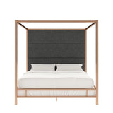 Homelegance By Top-Line Marcel Champagne Gold Canopy Bed with Linen Panel Headboard Champage Gold Metal