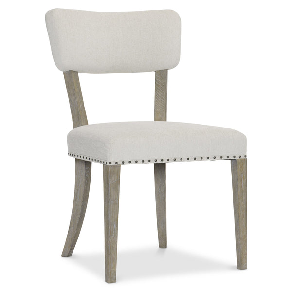 Bernhardt Bernhardt Albion Side Chair With Wire‑Brushed Pewter Oak, Tailored Upholstery, Nailhead Trim Accent 311541