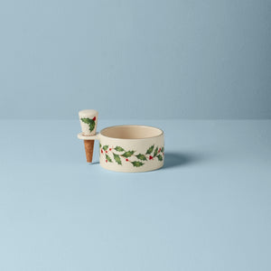 Lenox Hosting The Holidays Wine Coaster & Stopper Set Red & Green, IVORY PORCELAIN 870006