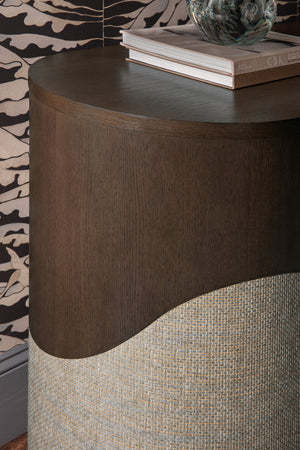Hooker Furniture Commerce Roll with It Oak Veneer Raffia Credenza Scalloped Wave Four Door Storage 7228-85156-89