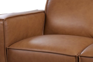 Porter Designs Porter Carina Top Grain Leather Sofa In Rich Caramel With Espresso Wood Trim & Modern Flair Brown Leather 02-204-01-2780