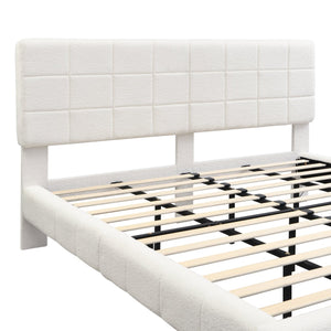 English Elm Christopher Knight Home® - White Boucle Floating Bed With Led Light, King - Modern Comfort, Safety Features & Easy Cleaning N769P304636W