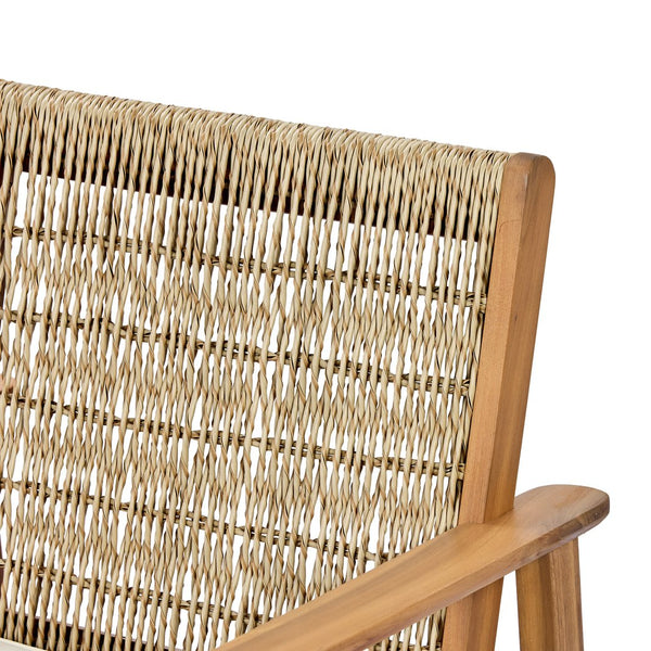 English Elm Outdoor Acacia Wood Wicker Rattan Armchairs with Cushions for Patio Poolside Beige,Light Teak N768P374497L
