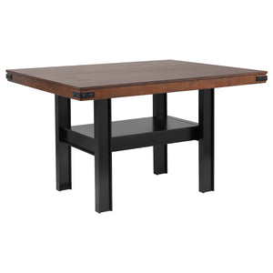 English Elm Walden Industrial Counter Height Dining Set Seats Six with Upholstered Chairs Mango Oak B062S01634