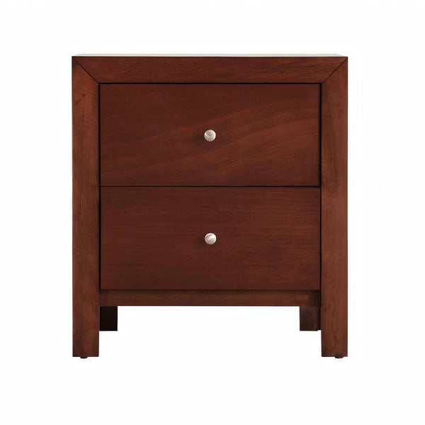 English Elm Elegant Modern Nightstand with Dovetail Drawers, Silver Hardware, Durable Wood Veneer for Bedroom Storage Cherry 27 L x 24 W x 19 H B078118336